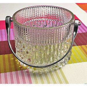 Vintage Teleflora France crystal ice bucket with a chrome handle-Taiwan